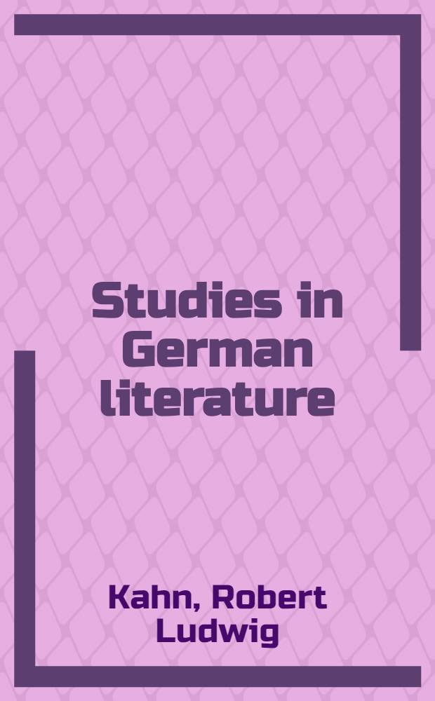 Studies in German literature