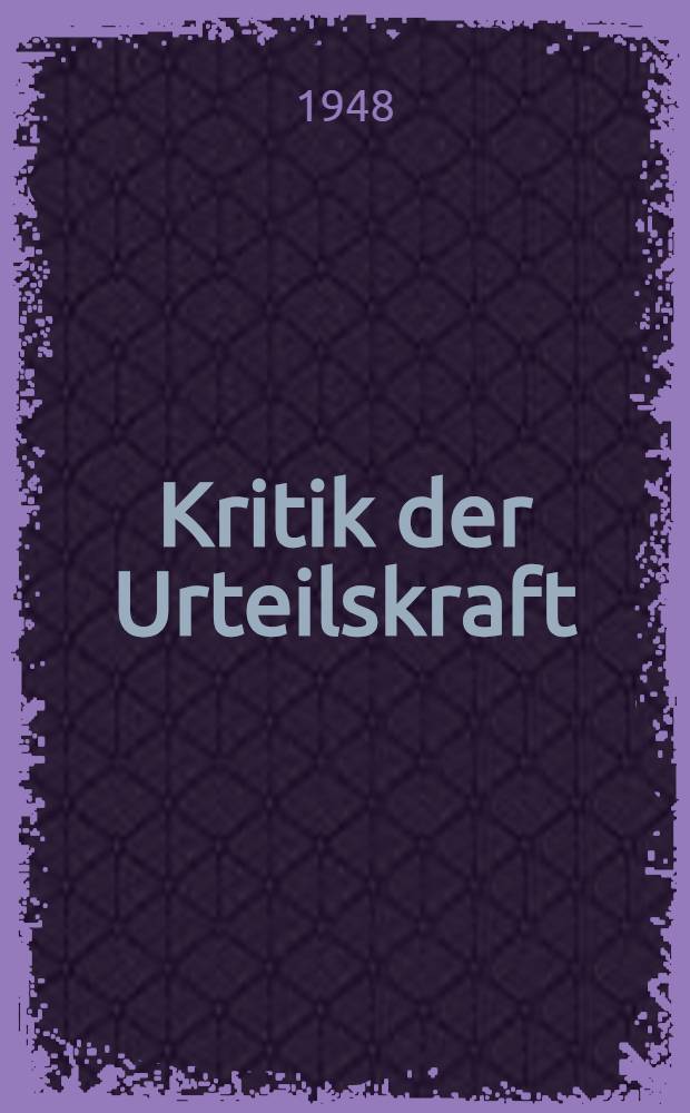 Kritik der Urteilskraft