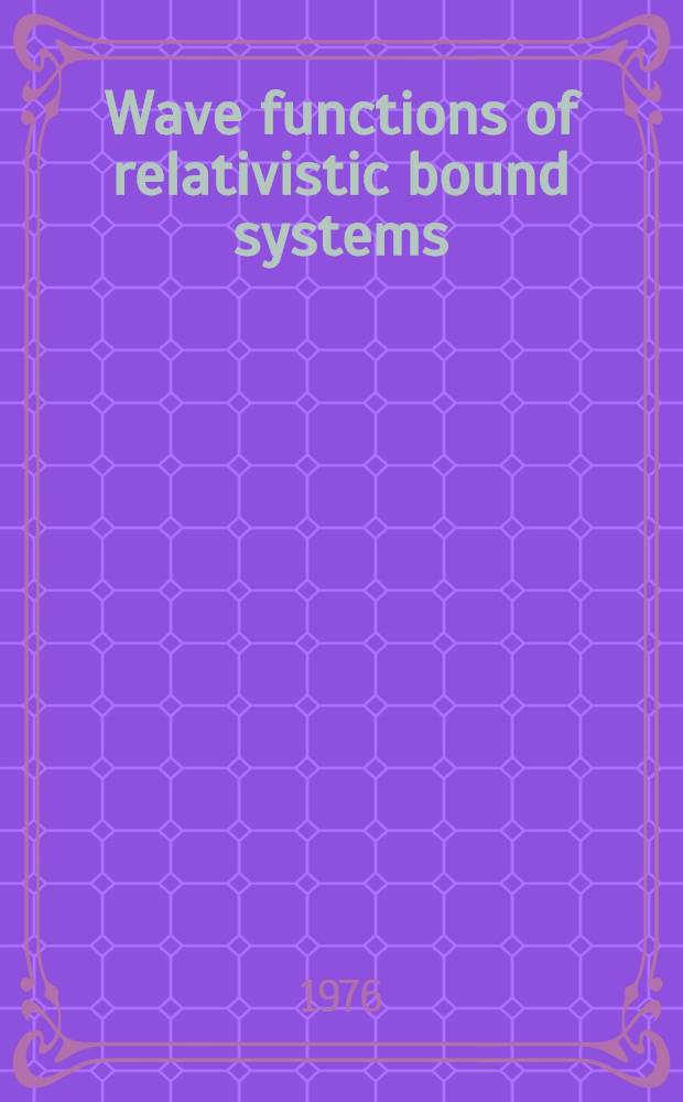 Wave functions of relativistic bound systems