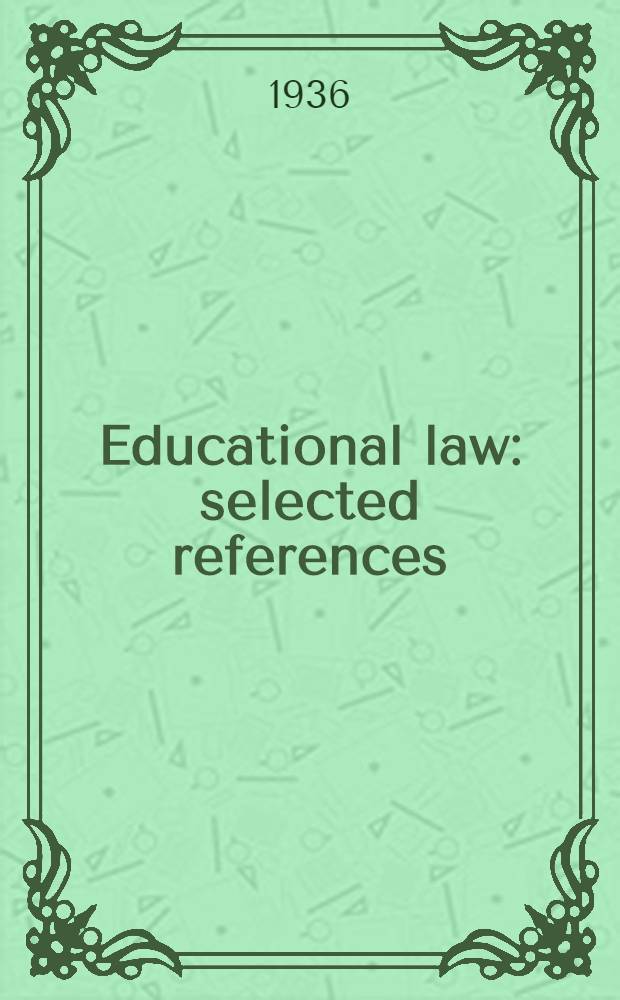 Educational law: selected references
