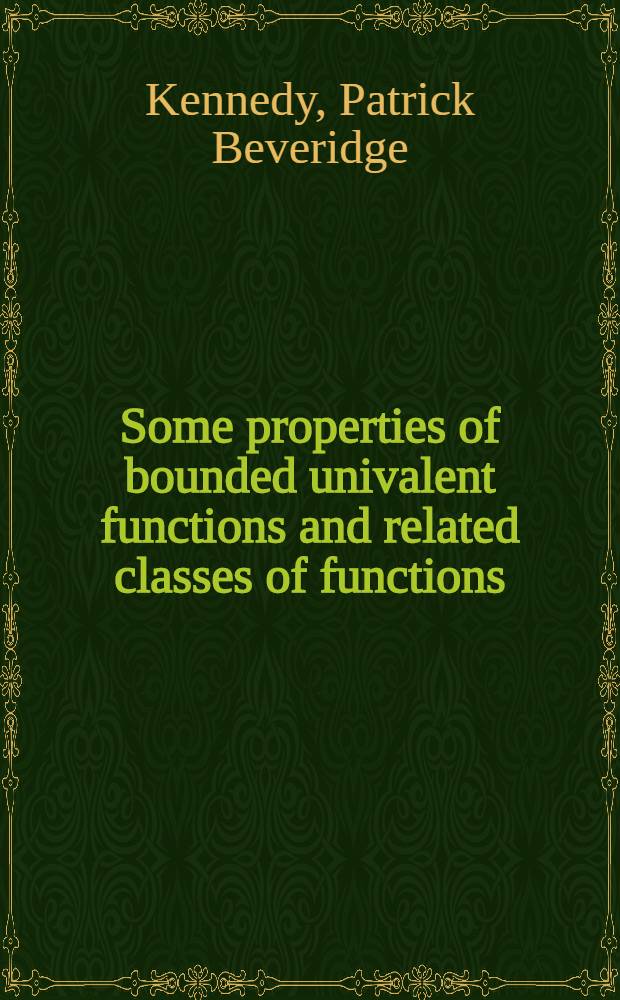 Some properties of bounded univalent functions and related classes of functions