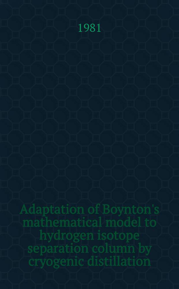 Adaptation of Boynton's mathematical model to hydrogen isotope separation column by cryogenic distillation