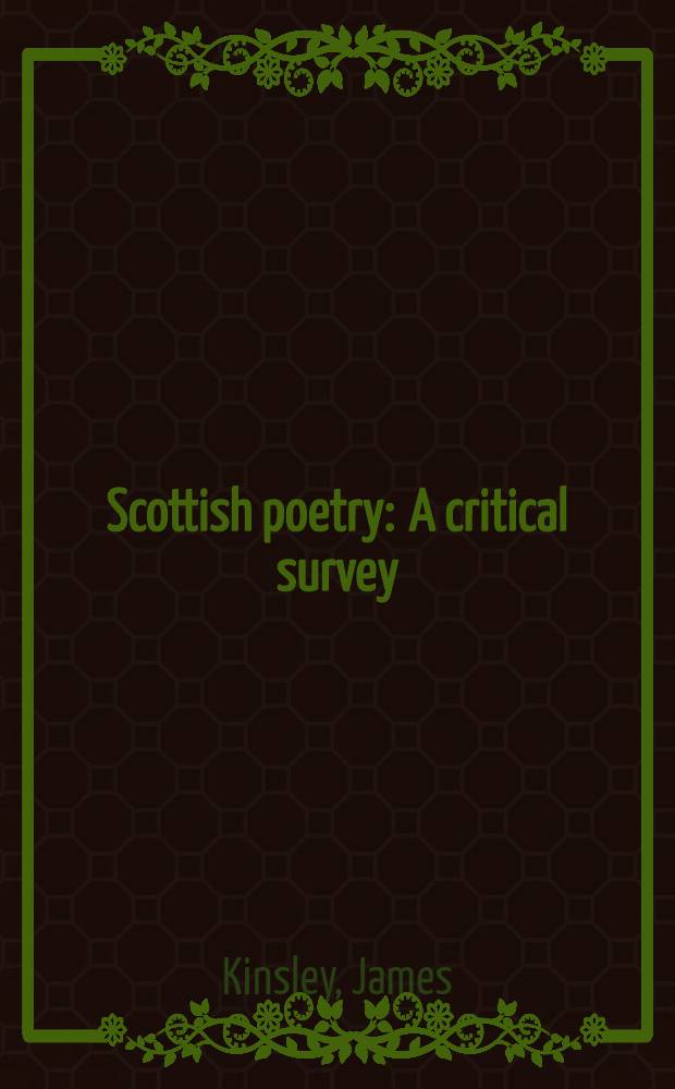 Scottish poetry : A critical survey