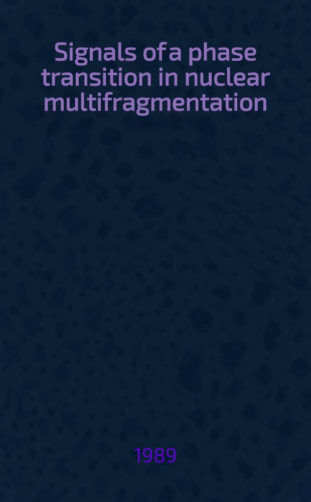 Signals of a phase transition in nuclear multifragmentation : Molecular-dynamics approximation