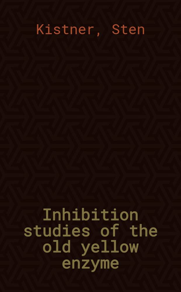 Inhibition studies of the old yellow enzyme : The interaction of the enzyme with specific antibodies, and with atabrine and certain promazine derivatives : Akad. avh. för ernaende av med. doktorsgrad