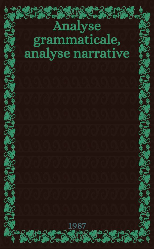 Analyse grammaticale, analyse narrative