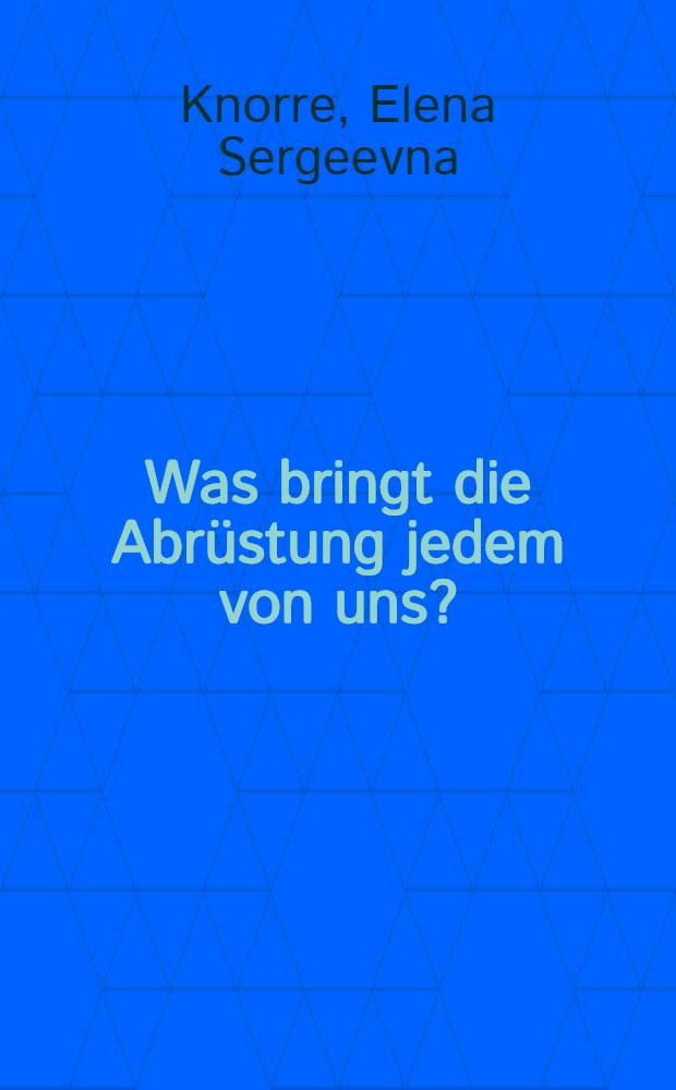 Was bringt die Abrüstung jedem von uns?