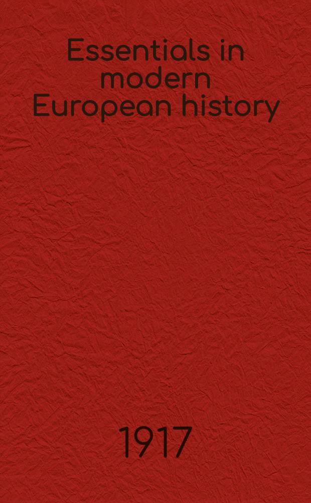 Essentials in modern European history