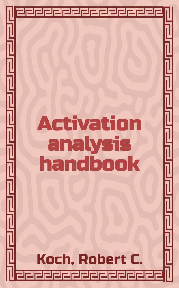 Activation analysis handbook
