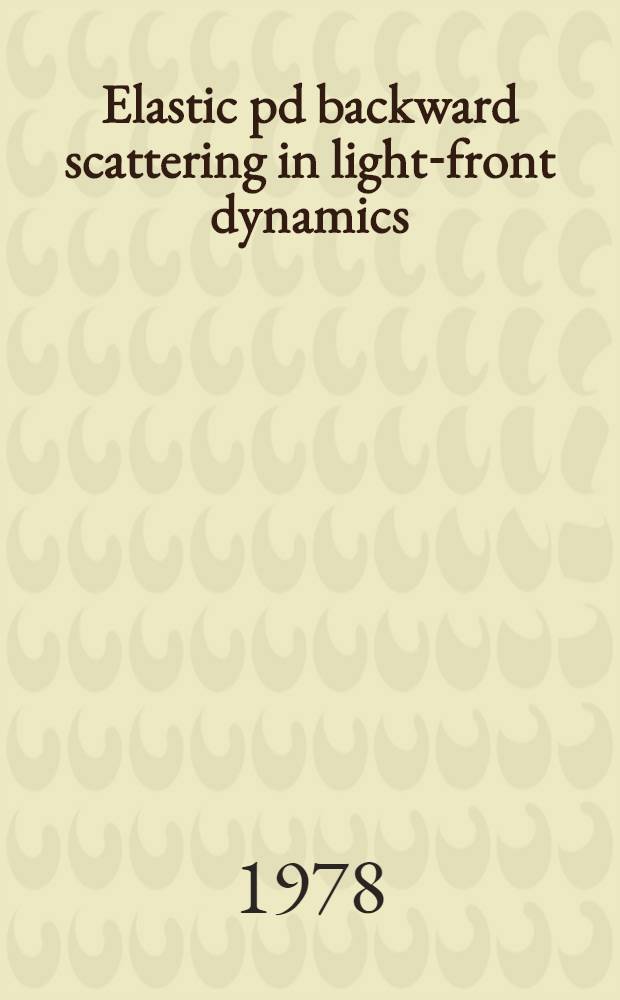 Elastic pd backward scattering in light-front dynamics