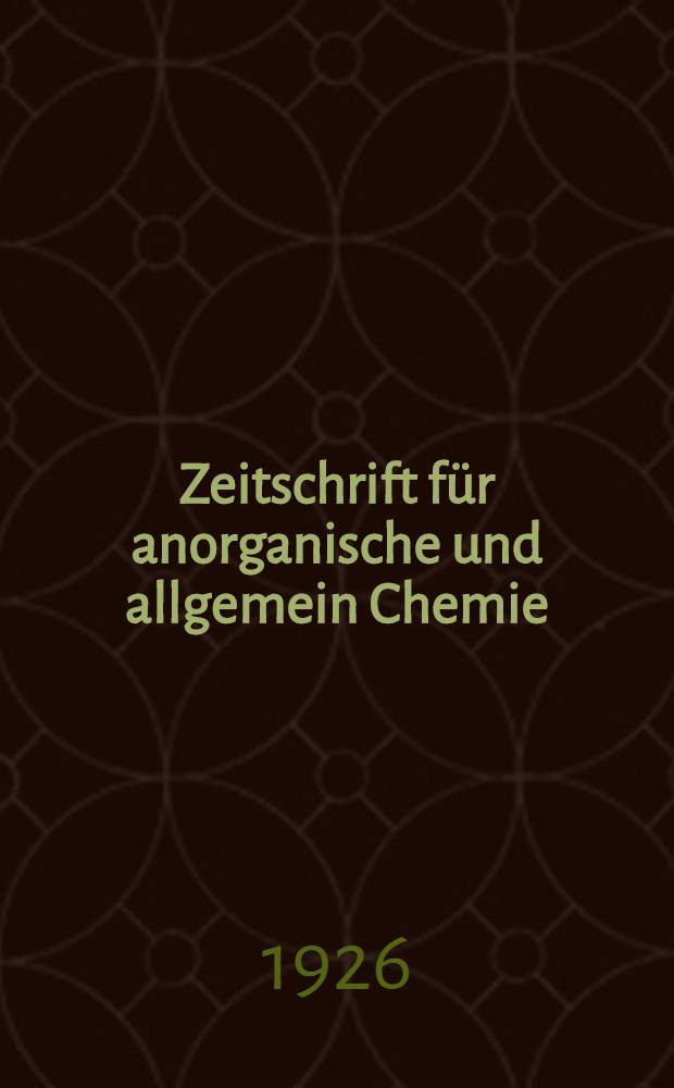 Zeitschrift für anorganische und allgemein Chemie : Generalregister der Bände 101-150 (1917-1925)