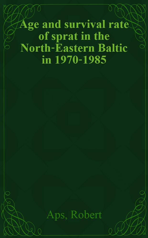Age and survival rate of sprat in the North-Eastern Baltic in 1970-1985