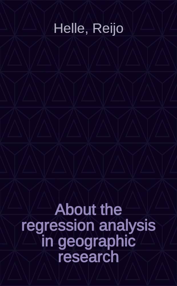 About the regression analysis in geographic research