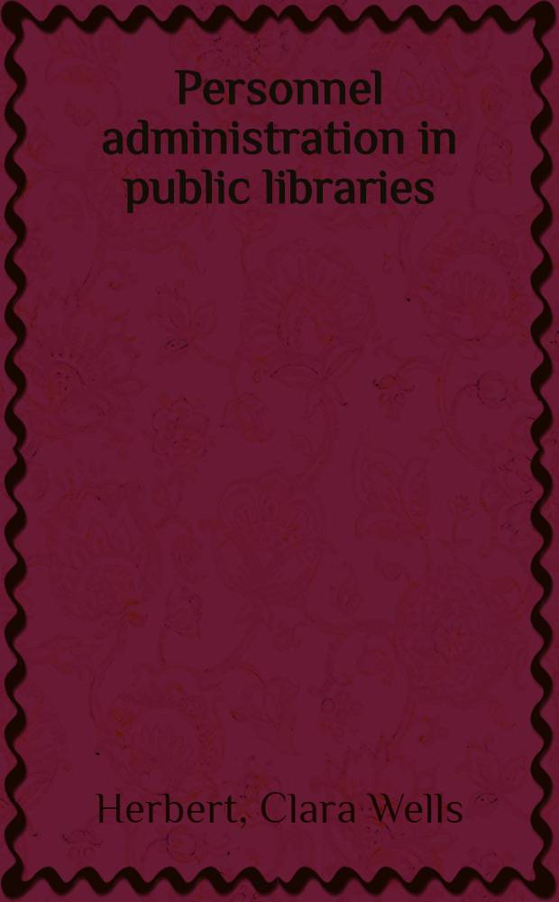 Personnel administration in public libraries