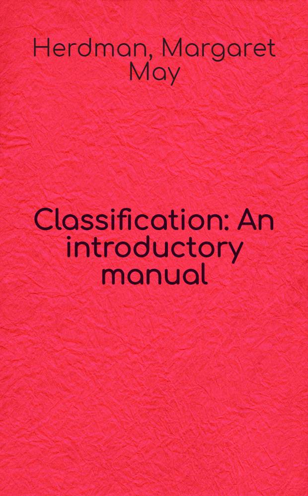 Classification : An introductory manual