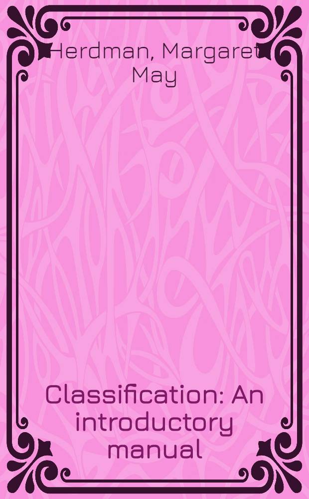 Classification : An introductory manual