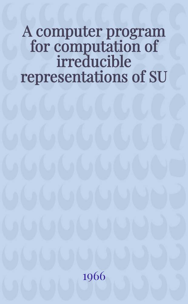 A computer program for computation of irreducible representations of SU(3)