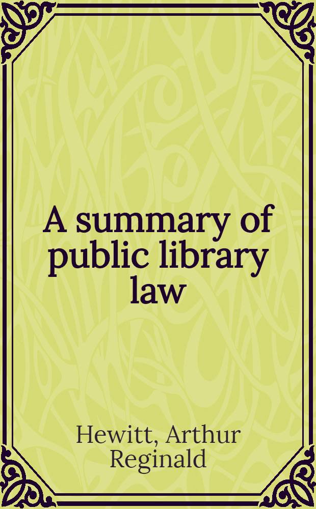 A summary of public library law