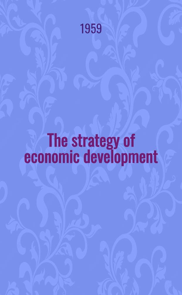 The strategy of economic development