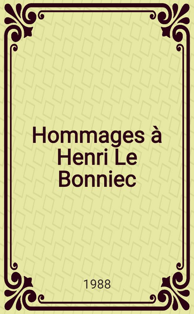Hommages à Henri Le Bonniec : Res Sacrae