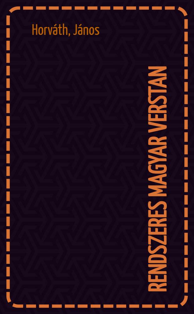 Rendszeres magyar verstan