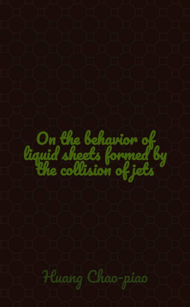 On the behavior of liquid sheets formed by the collision of jets : (Master's Thesis)