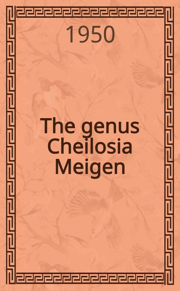 The genus Cheilosia Meigen (Diptera, Syrphidae) : The subgenera Cheilosia and Hiatomyia