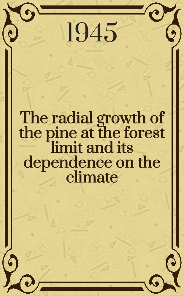 [The radial growth of the pine at the forest limit and its dependence on the climate
