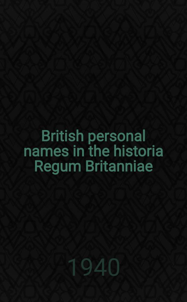 British personal names in the historia Regum Britanniae
