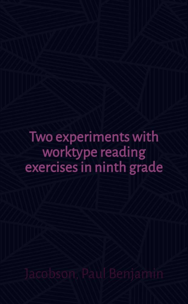 Two experiments with worktype reading exercises in ninth grade