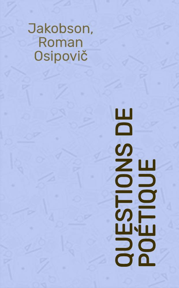 Questions de poétique