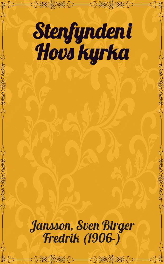 Stenfynden i Hovs kyrka