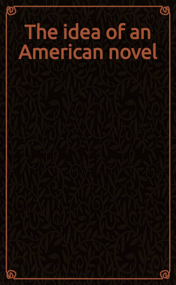 The idea of an American novel