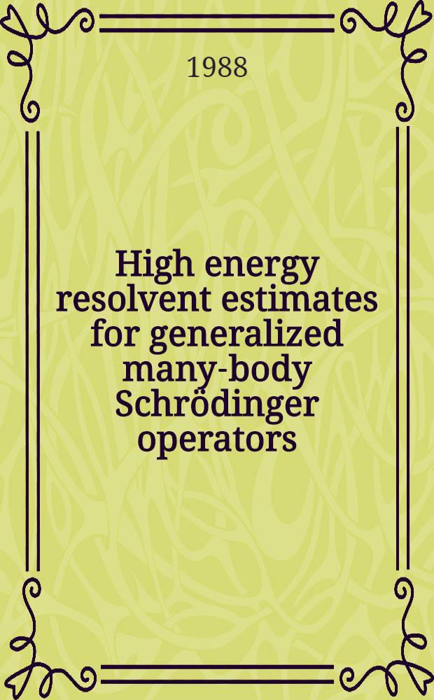High energy resolvent estimates for generalized many-body Schrödinger operators