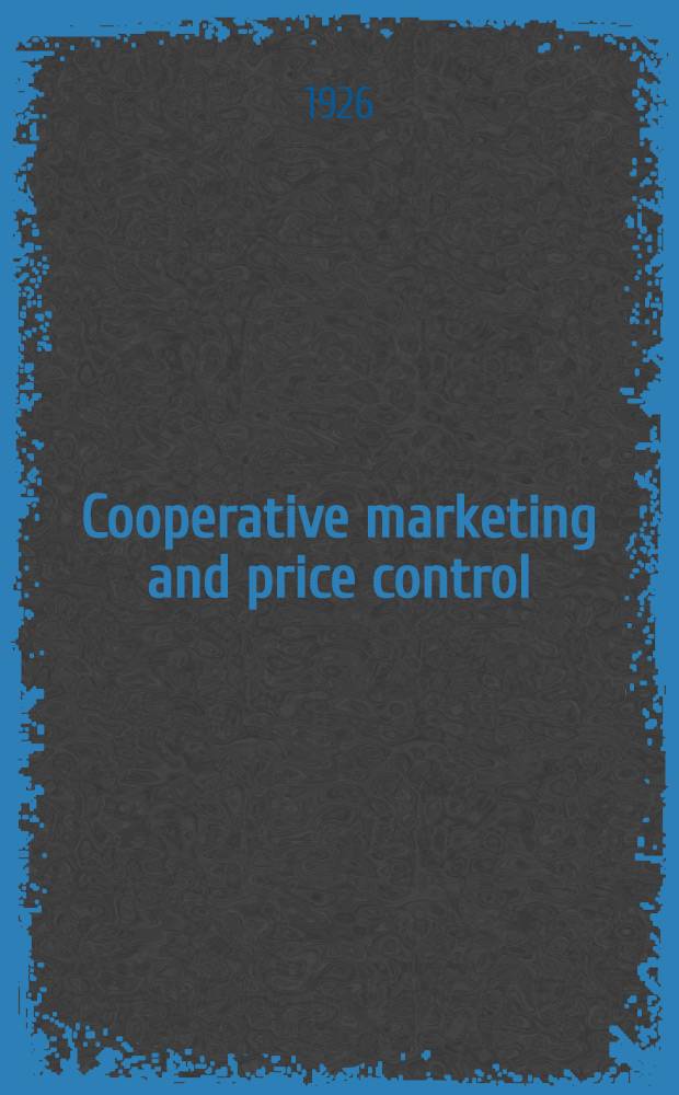 Cooperative marketing and price control