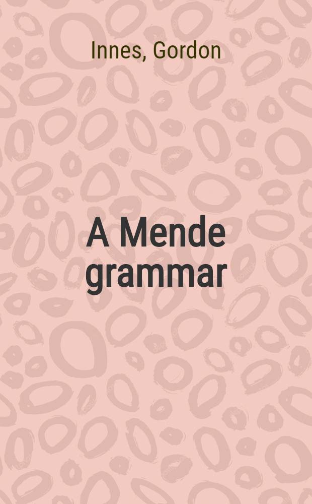 A Mende grammar