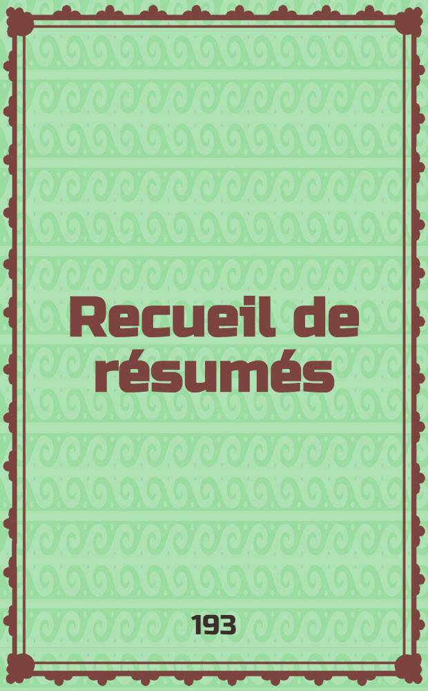 [Recueil de résumés]