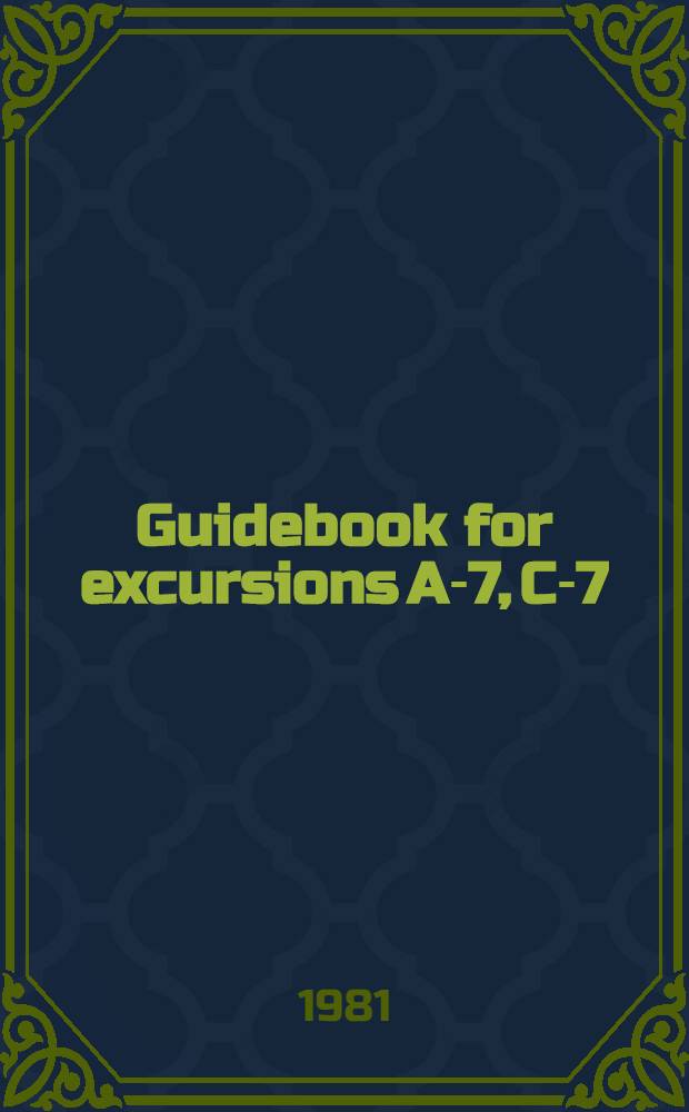 Guidebook for excursions A-7, C-7 : Moldavia and the Odecca region