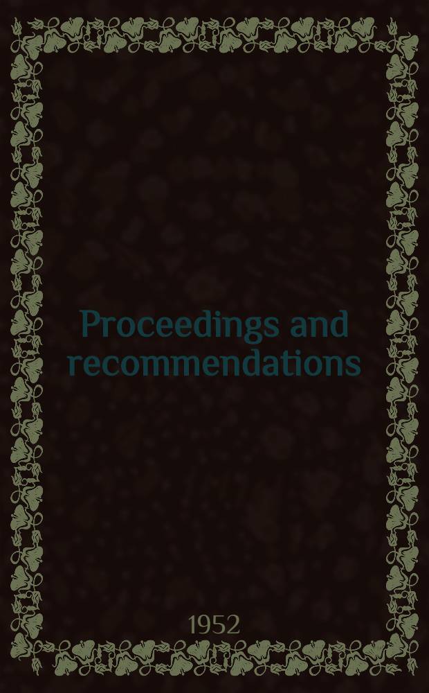 Proceedings and recommendations