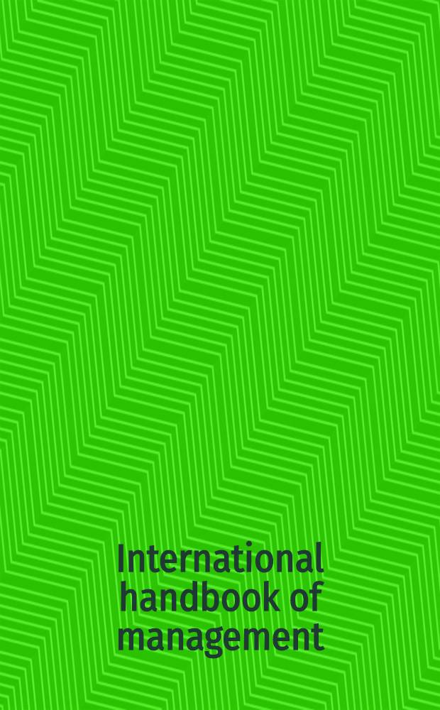 International handbook of management