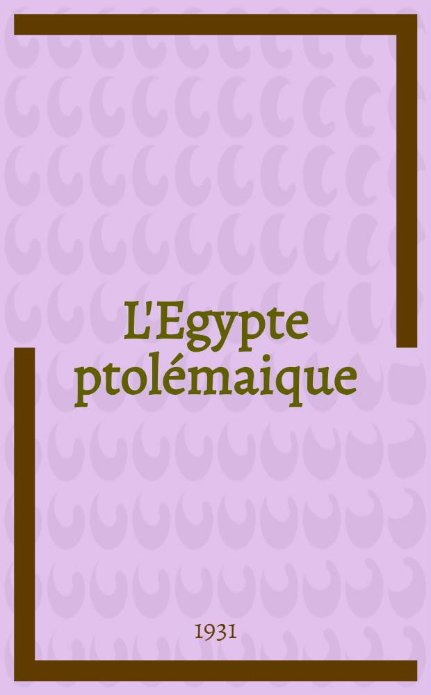 L'Egypte ptolémaique