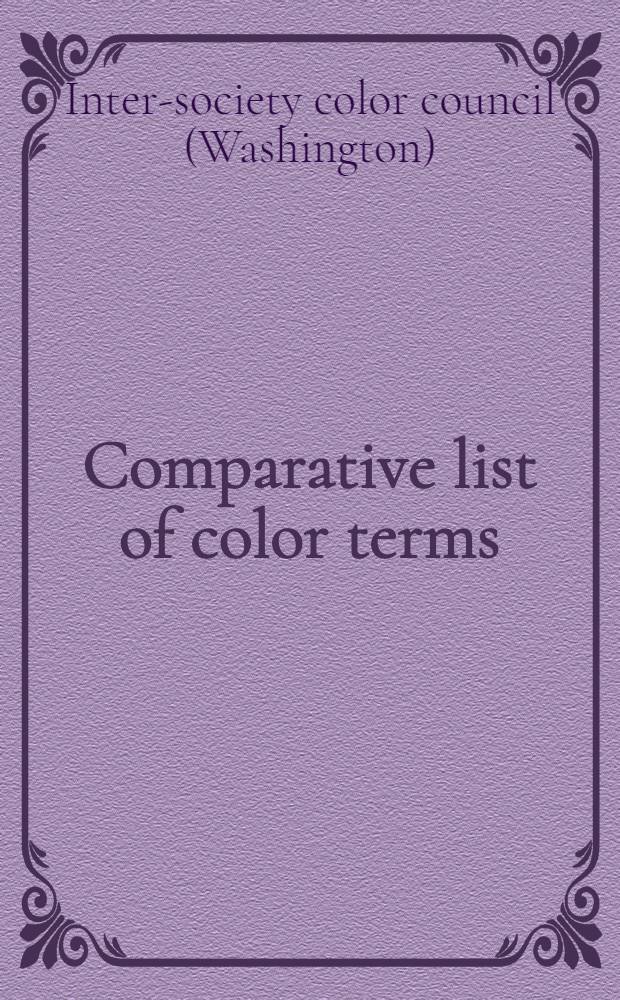 Comparative list of color terms : A report of the Inter-society color council