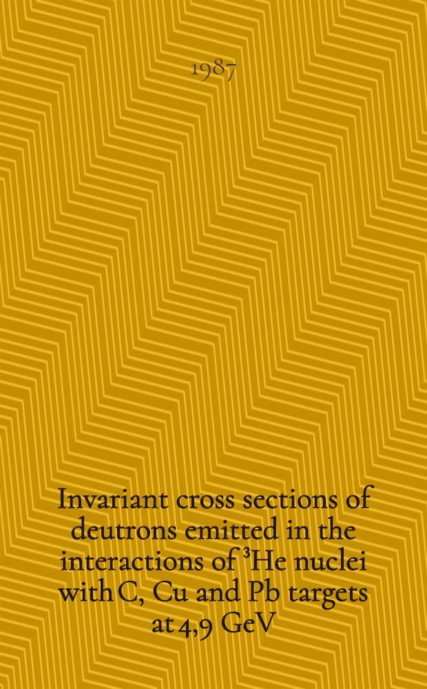 Invariant cross sections of deutrons emitted in the interactions of &sup3;He nuclei with C, Cu and Pb targets at 4,9 GeV/nucleon