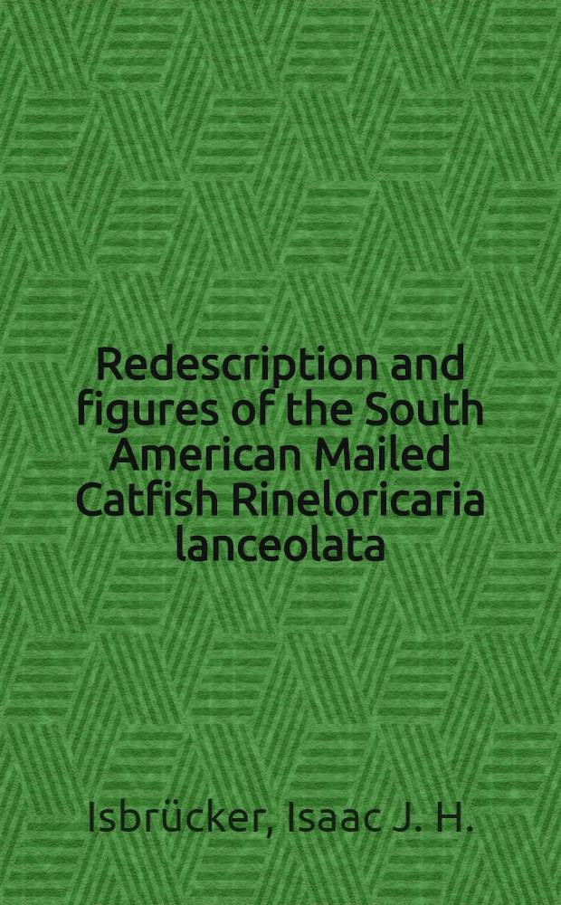 Redescription and figures of the South American Mailed Catfish Rineloricaria lanceolata (Günther, 1868). (Pisces, Siluriformes, Loricariidae)
