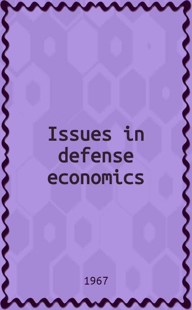 Issues in defense economics