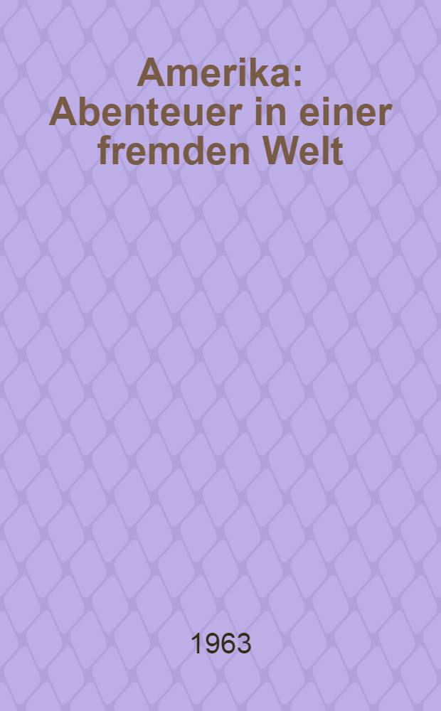 Amerika : Abenteuer in einer fremden Welt : Roman