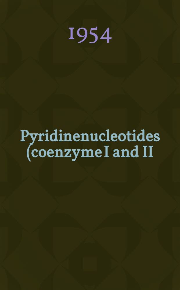 Pyridinenucleotides (coenzyme I and II) of blood in normal subjects and in various diseases, especially tuberculosis