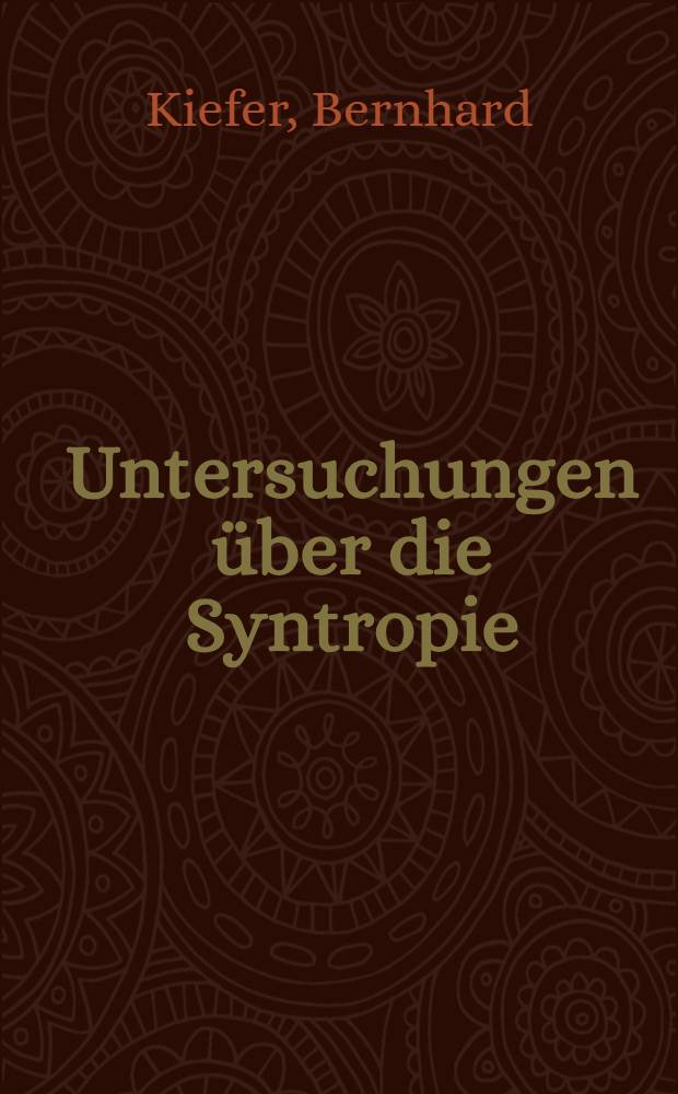 Untersuchungen &uuml;ber die Syntropie: Lungentuberkulose-Magenbeschwerden : Inaug.-Diss. ... der Univ. des Saarlandes