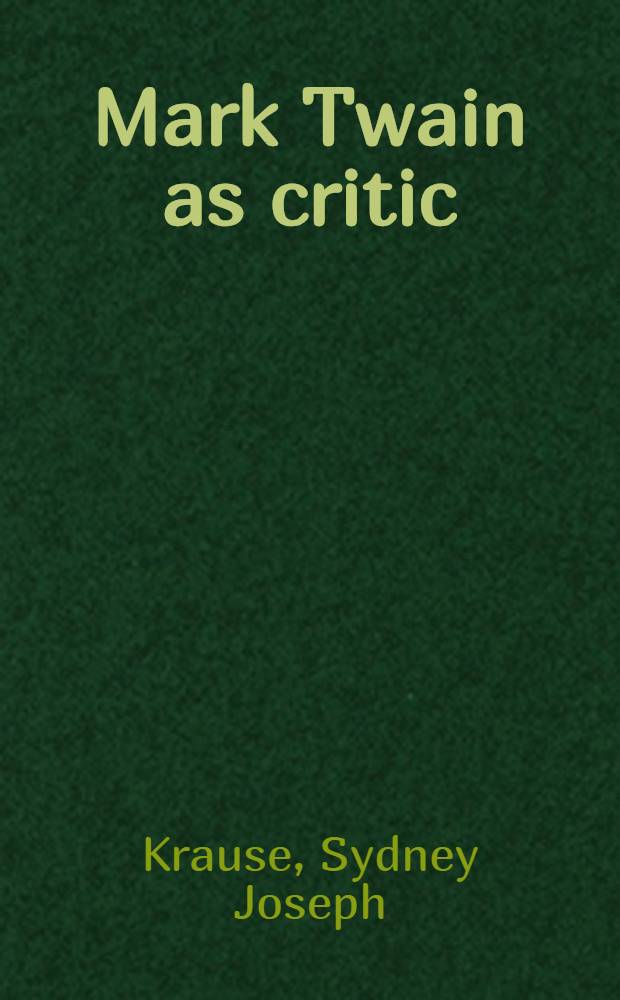 Mark Twain as critic