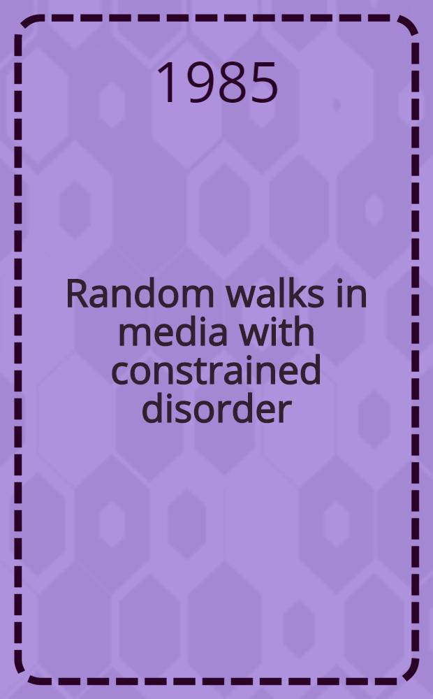 Random walks in media with constrained disorder
